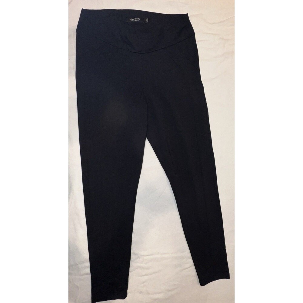 LRL Lauren Ralph‎ Lauren Black High-Waisted Ponte Leggings Size Large